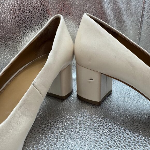 Size‎ 10.5 Tory Burch Womens Cream Chelsea 50mm Soft Nappa Leather Pump Shoes - Picture 4 of 9